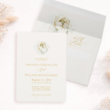 Convite de Casamento Floral Marfim Elegante