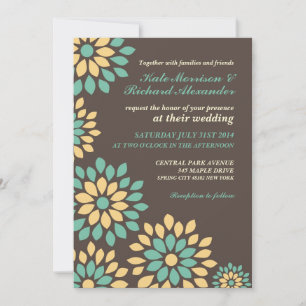 Convite de Casamento Floral Marrom Clássico de Pri