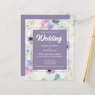 Convite de Casamento Floral Mauve Aquarela com Orç