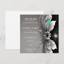 Convite de Casamento Floral Metálico Moderno