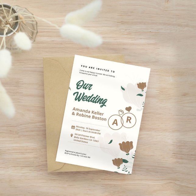 Convite De Casamento Floral Minimalista (Criador carregado)