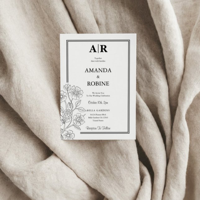 Convite De Casamento Floral Minimalista (Criador carregado)