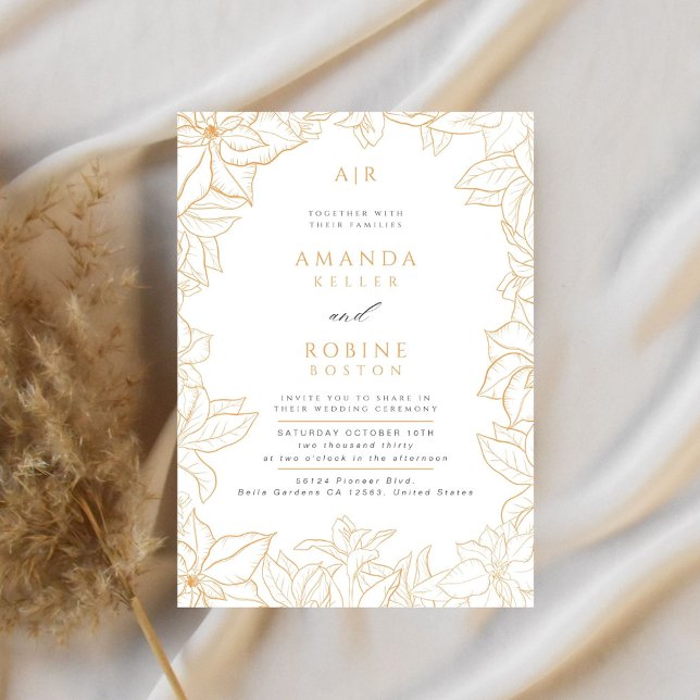 Convite De Casamento Floral Minimalista (Criador carregado)