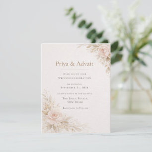 Convite de Casamento Floral Minimalista