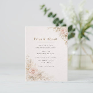 Convite de Casamento Floral Minimalista