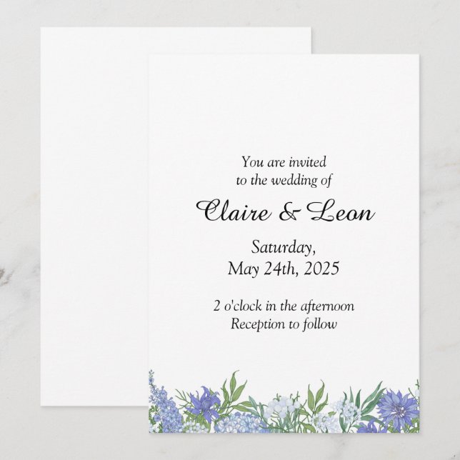 Convite De Casamento Floral Minimalista (Frente/Verso)