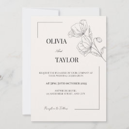 Convite De Casamento Floral Minimalista Elegante