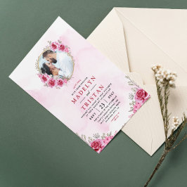 Convite de Casamento Floral Minimalista em Dourado