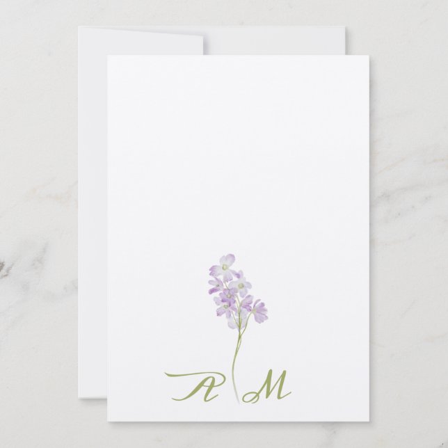 Convite de Casamento Floral Minimalista Lilac (Verso)