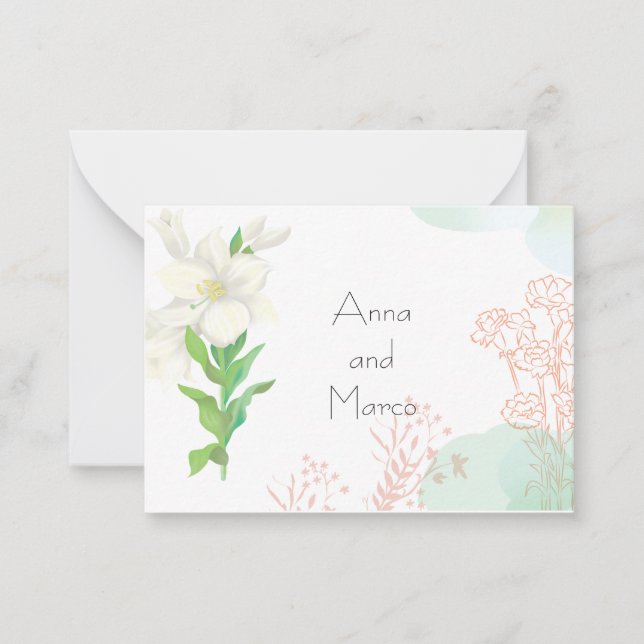 Convite de casamento floral minimalista moderno (Frente)