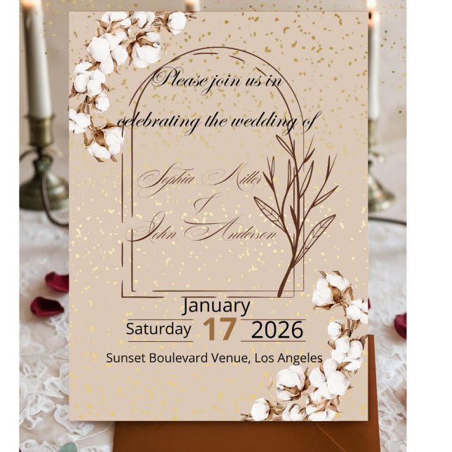 Convite de Casamento Floral Minimalista Moderno (Criador carregado)