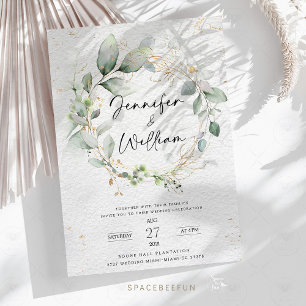 Convite de casamento Floral Minimalista Verde