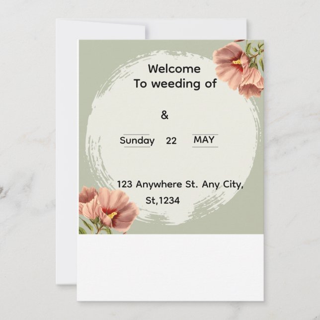 Convite de Casamento Floral Mínimo Editável (Frente)