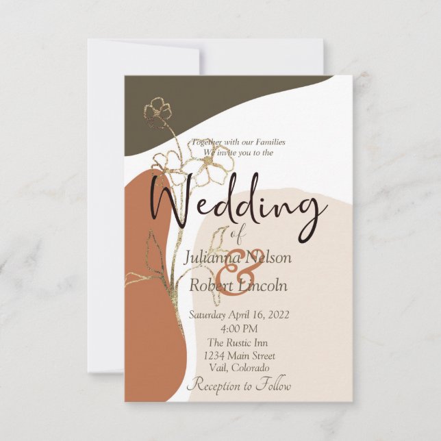 Convite de casamento floral moderno (Frente)