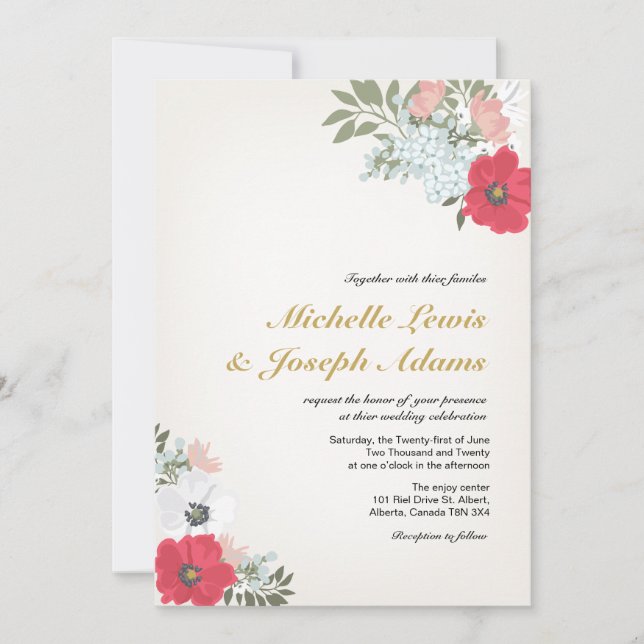 Convite de Casamento Floral Moderno (Frente)