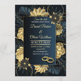 Convite de Casamento Floral Moderno Cartão Persona