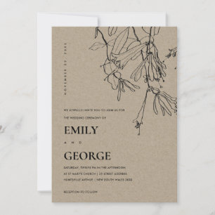 CONVITE DE CASAMENTO FLORAL MODERNO DA LINHA KRAFT