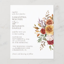 Convite de Casamento Floral Moderno de Outono dent