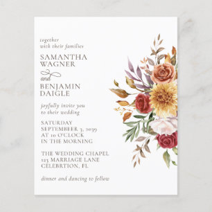 Convite de Casamento Floral Moderno de Outono dent