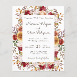 Convite de casamento floral moderno e econômico pa