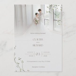 Convite de Casamento Floral Moderno e Elegante | M