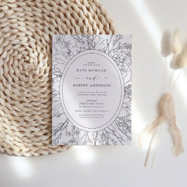 convite de casamento floral moderno esboçado