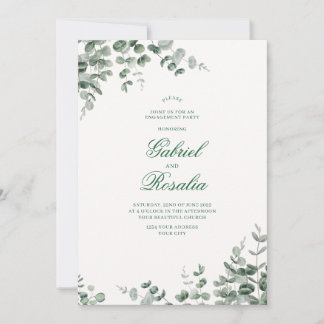 Convite de Casamento Floral Moderno Verde Branco e