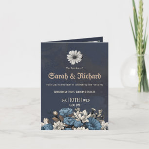 Convite de Casamento Floral Moody Blue Personaliza