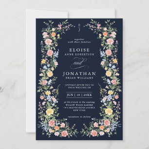 Convite de Casamento Floral Ornate de Código QR de