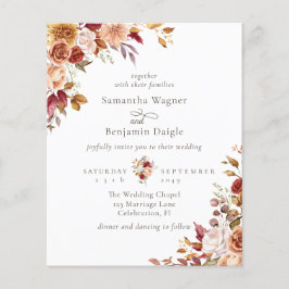 Convite de casamento floral outono orçamento