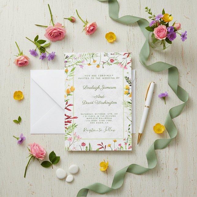 Convite de casamento floral para jardim econômico (Criador carregado)