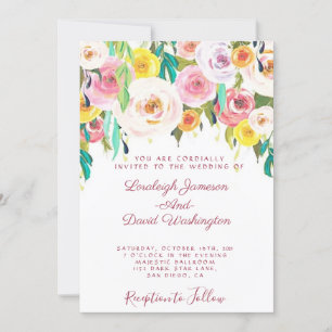 Convite de Casamento Floral Pastel
