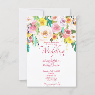 Convite de Casamento Floral Pastel