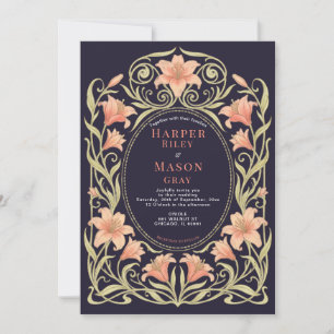 Convite de Casamento Floral Pastel Arte Nova Moldu