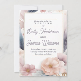 Convite de Casamento Floral Pastel Elegante