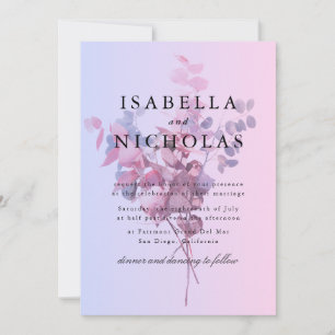 Convite de Casamento Floral Pastel Ombre