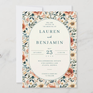 Convite de Casamento Floral Pastel Romântico