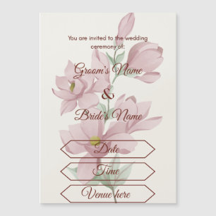 Convite de Casamento Floral Pastel Sonhador Magnét