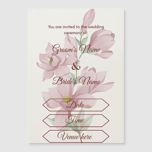 Convite de Casamento Floral Pastel Sonhador Magnét (Frente)