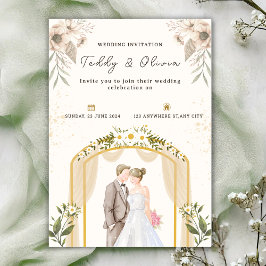 Convite de casamento floral personalizado