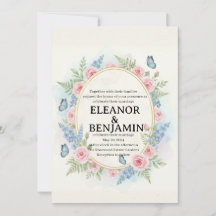 Convite de Casamento Floral Personalizado com Aqua