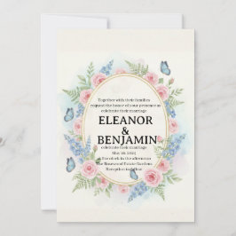 Convite de Casamento Floral Personalizado com Aqua