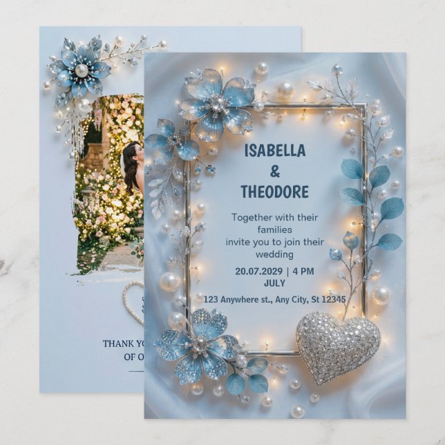 Convite de Casamento Floral Personalizado Customiz (Frente/Verso)