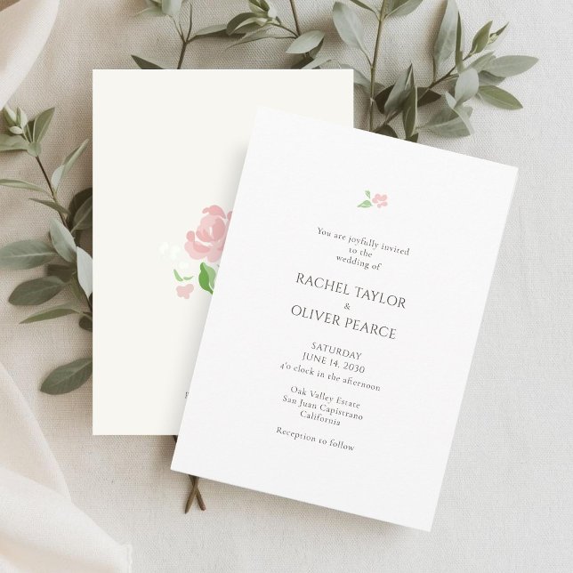 Convite de Casamento Floral Petit | Branco e Marfi (Criador carregado)