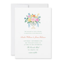 Convite de casamento floral pintado à mão Charme C