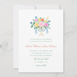 Convite de casamento floral pintado à mão Charme C