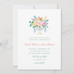 Convite de casamento floral pintado à mão Charme C