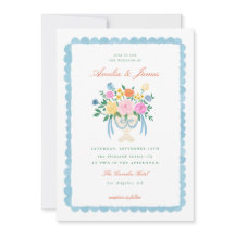 Convite de casamento floral pintado à mão Charme C