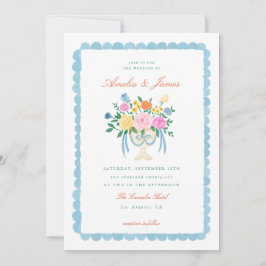 Convite de casamento floral pintado à mão Charme C