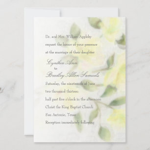 Convite De Casamento Floral Por Aquarela Amarela